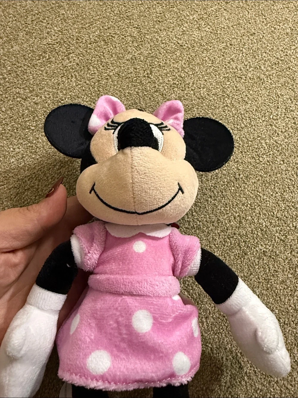 Disney Minnie Mouse Plush in Pink with White Polka Dots 10 inches